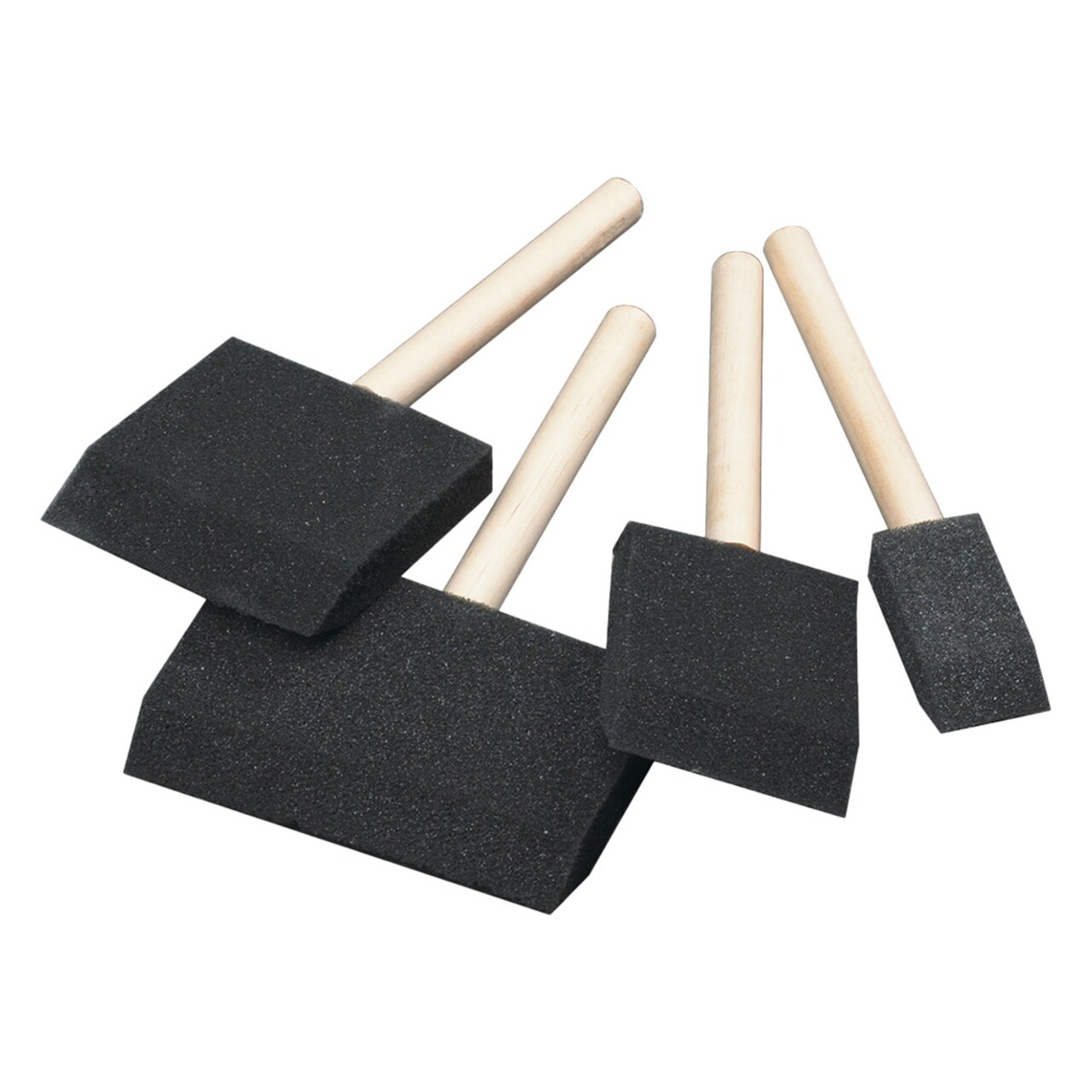 School Smart Wedge Foam Paint Brushes, Assorted Sizes, Pack of 48
